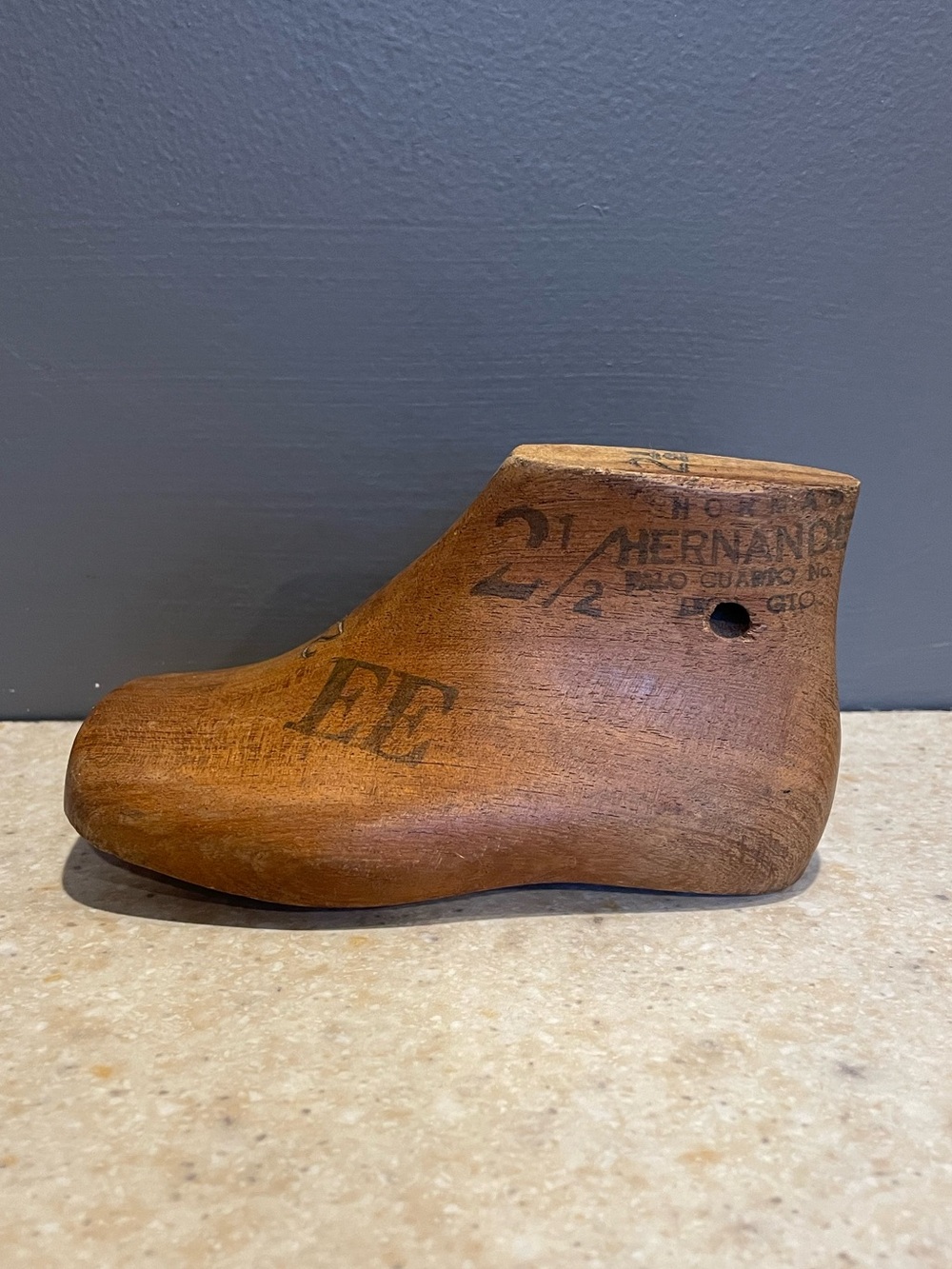 Vintage Child’s Shoe Form Mold Solid Wood 2 1/2 Shelf Sitter Unique Whimsical